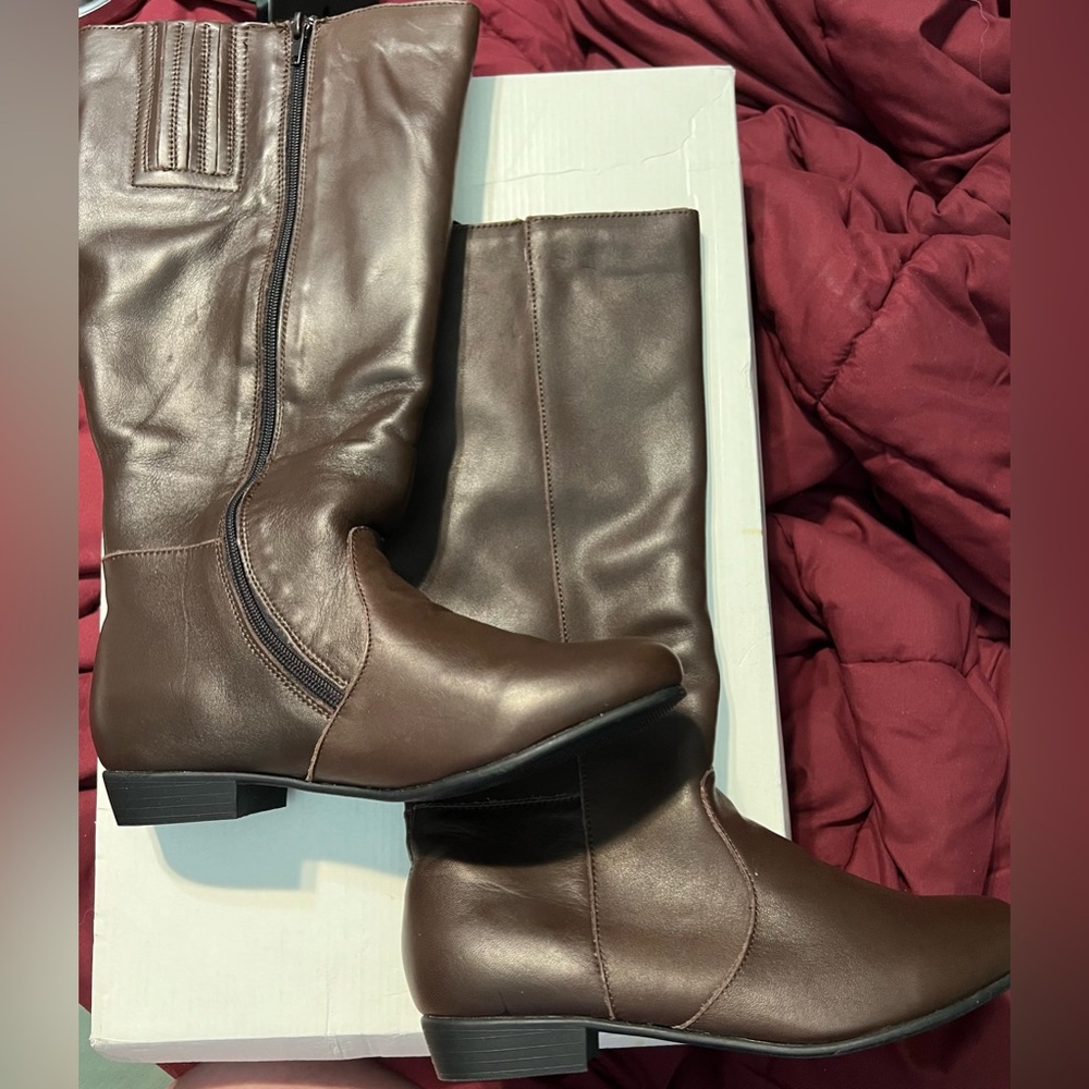 Appleseeds brown leather riding boots 8.5W wide shank